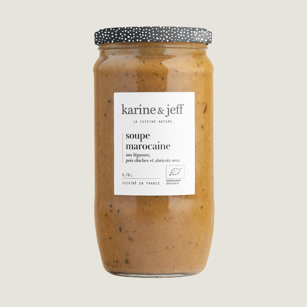 Soupe Marocaine - aux légumes, pois chiches et abricots secs, recette bio Karine & Jeff