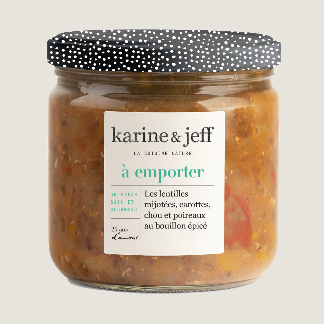 Les lentilles mijotées - carottes, chou et poireaux au bouillon épicé