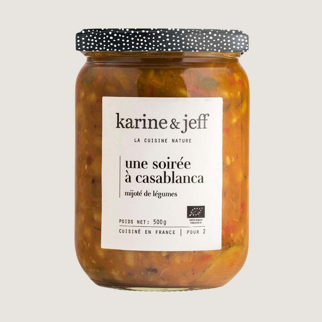 Une soirée à Casablanca - mijoté de pois chiches, légumes et lait de coco 500g, recette bio Karine & Jeff