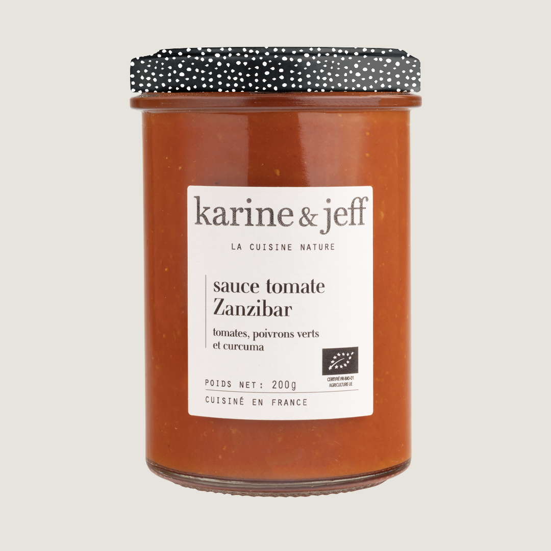 Sauce tomate Zanzibar - tomates, poivrons verts et curcuma, recette bio Karine & Jeff