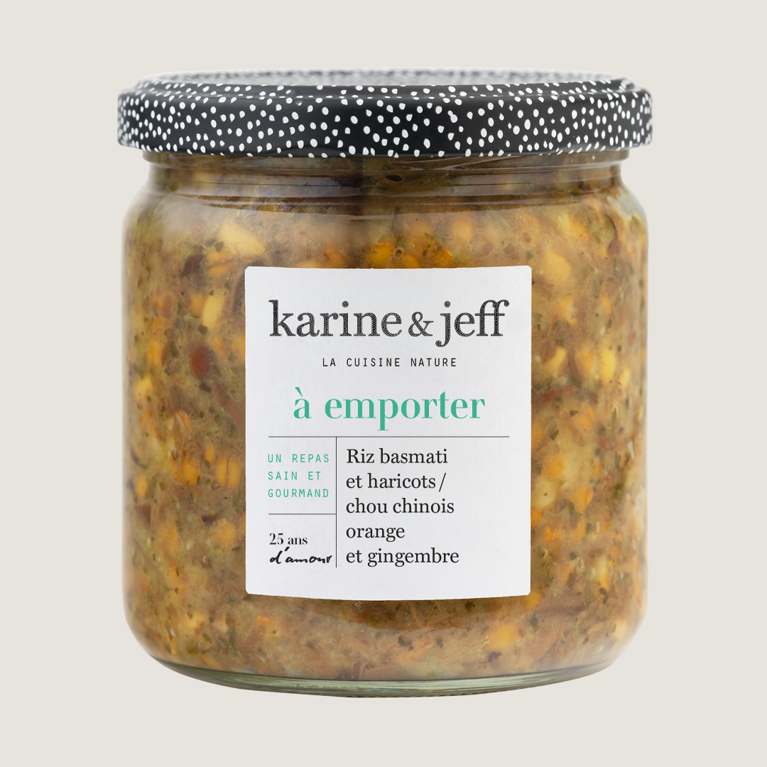 Riz basmati et haricots / chou chinois, orange et gingembre