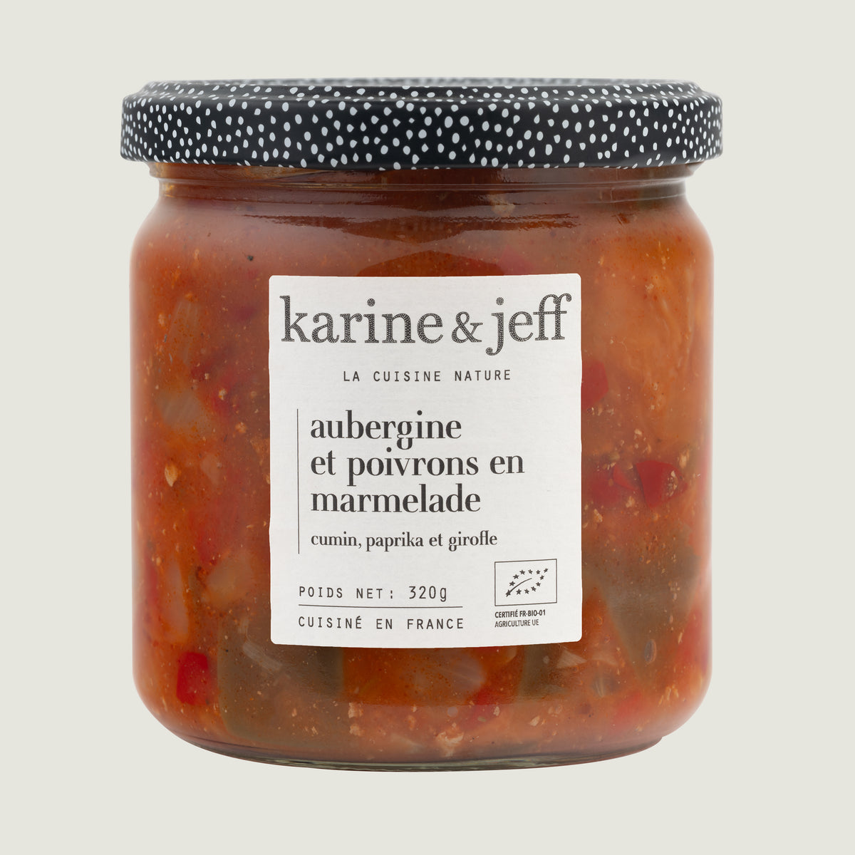Aubergine et poivrons en marmelade - cumin, paprika et girofle, recette bio Karine & Jeff