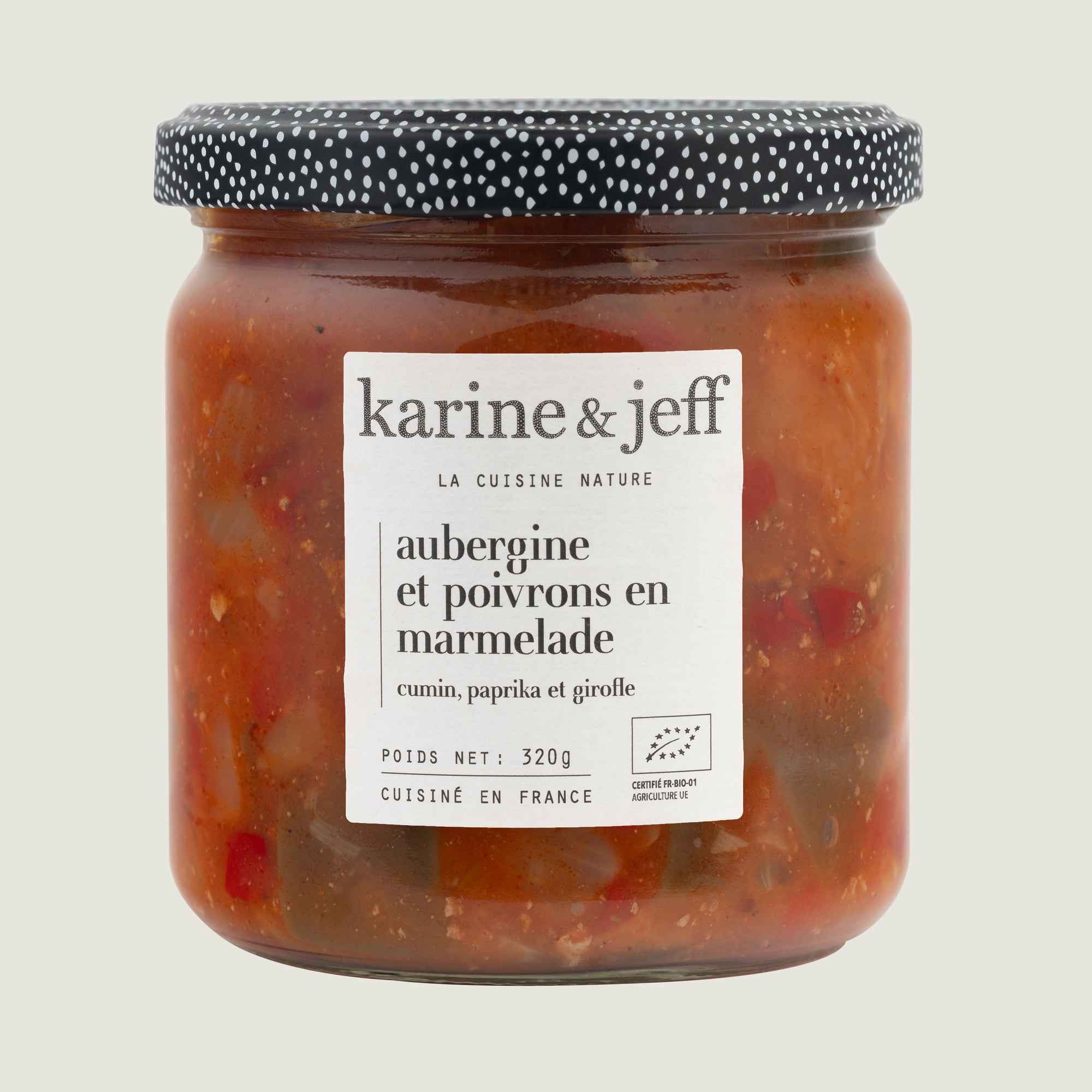 Aubergine et poivrons en marmelade - cumin, paprika et girofle